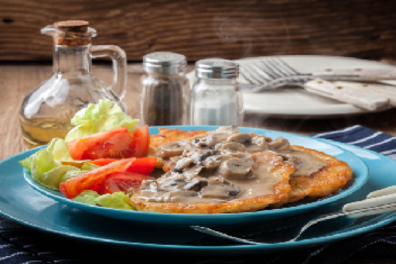  Schweinsschnitzel mit frischer Pilzsauce