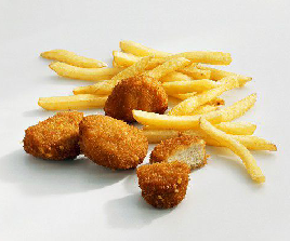 Chicken Nuggets (6 stück) mit Pommes Frites